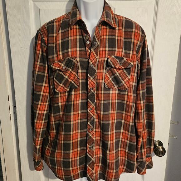 Men's Long sleeved plaid shirt Snap front size L - Picture 8 of 9